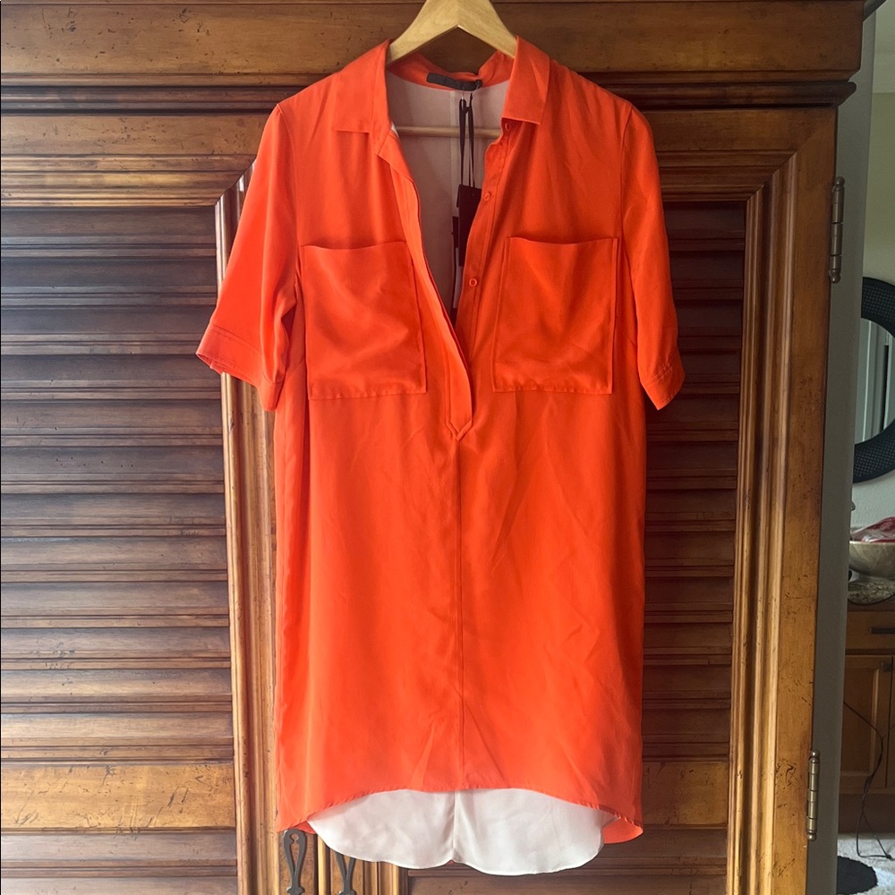 Jenni Kayne Vibrant Orange 100% Silk Dress